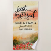 新郎新婦のためのオーダーメイドウェディングギフト、婚約 ビーチタオル (正面)