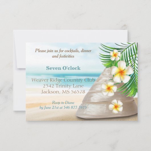 新郎新婦のためのビーチウェディング | レセプション 招待状 (裏面)