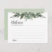 新郎新婦のための優雅な緑のアドバイス エンクロージャーカード (正面/裏面)