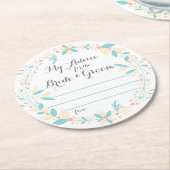 新郎新婦のための私のアドバイス ラウンドペーパーコースター (アングル)
