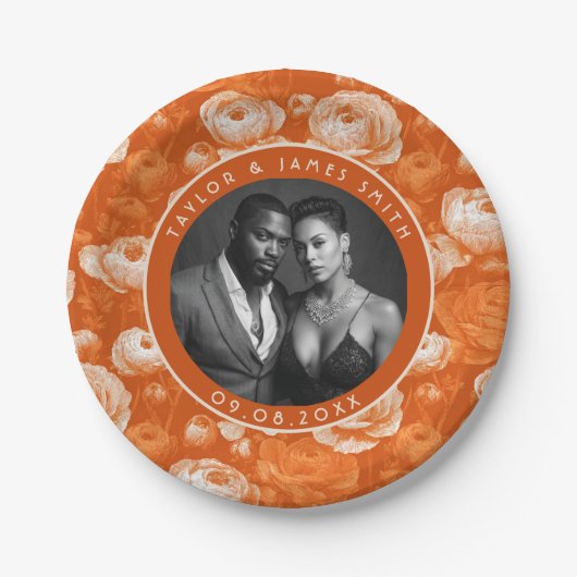 新郎新婦のための美しいランナキュラスプレートCa ペーパープレート (正面)