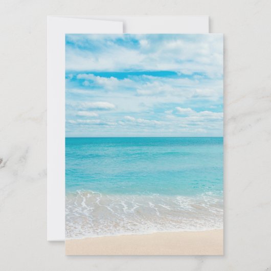 新郎新婦のアドバイスビーチと海 招待状 (裏面)