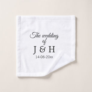 新郎新婦のイニシャルと挙式日付の入った結婚式 ウォッシュタオル