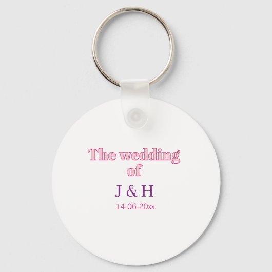 新郎新婦のイニシャルと挙式日付の入った結婚式 キーホルダー (正面)