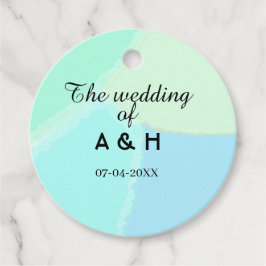 新郎新婦のイニシャルと挙式日付の入った結婚式 フェイバータグ