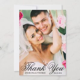 新郎新婦のエレガントな結婚式ありがとう写真 サンキューカード