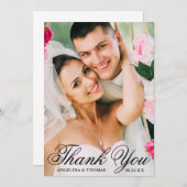 新郎新婦のエレガントな結婚式ありがとう写真 サンキューカード (正面/裏面)