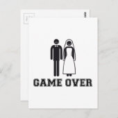 新郎新婦のカップル結婚をゲーム ポストカード (正面/裏面)