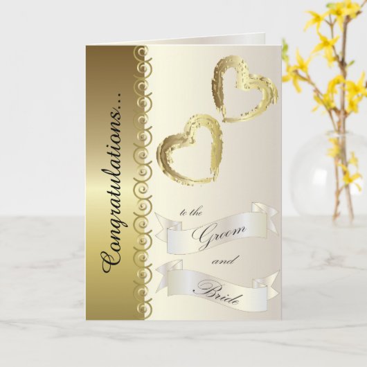 新郎新婦のカード結婚おめでとう カード (黄色い花)