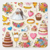 新郎新婦のステッカーコレクション» スクエアシール (正面)