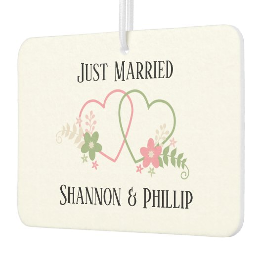 新郎新婦のデート結婚たった今結婚しました カーエアーフレッシュナー (左)