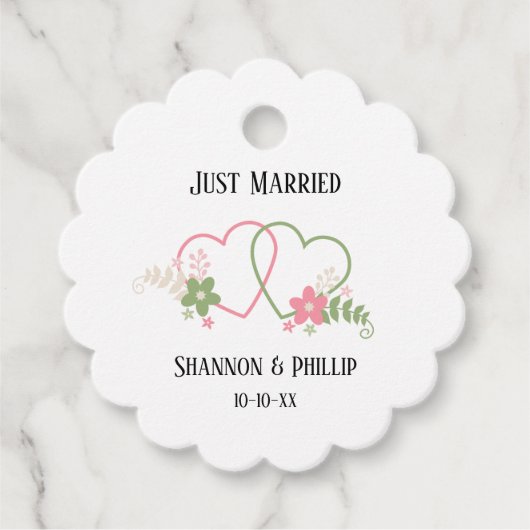 新郎新婦のデート結婚たった今結婚しました フェイバータグ (正面)