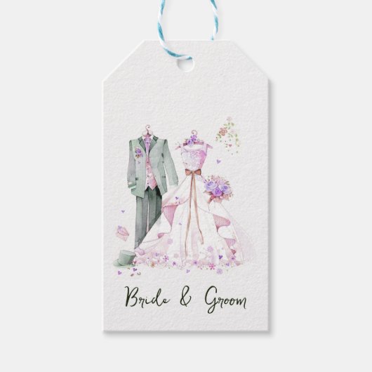 新郎新婦のドレ結婚ス&スーツ ギフトタグ (正面)