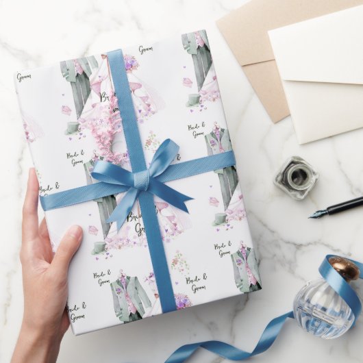 新郎新婦のドレ結婚ス&スーツ ラッピングペーパー (ギフト)