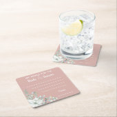 新郎新婦のピンクの水彩用の私のアドバイス スクエアペーパーコースター (インサイチュ)