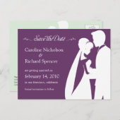 新郎新婦のプラムの葉書を結婚保存する 案内ポストカード (正面/裏面)