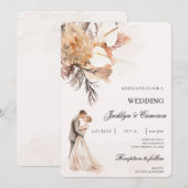 新郎新婦のボホベージュ結婚。 招待状 (正面/裏面)