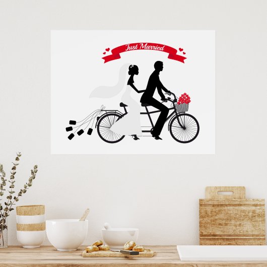 新郎新婦のポスターたった今結婚しました ポスター (キッチン)