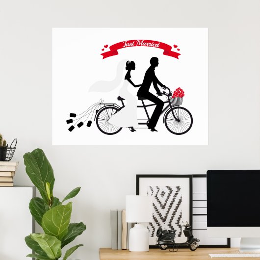 新郎新婦のポスターたった今結婚しました ポスター (ホームオフィス)