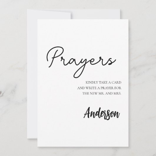 新郎新婦のミニマル祈りの言葉サイン 招待状 (正面)