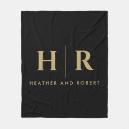 新郎新婦のモノグラム結婚ミニマリストモダン フリースブランケット