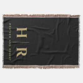 新郎新婦のモノグラム結婚ミニマリスト織り スローブランケット