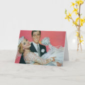 新郎新婦のヴィンテージ運ウェディング カード (黄色い花)