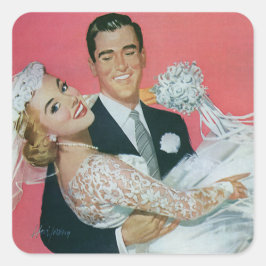 新郎新婦のヴィンテージ運ウェディング スクエアシール