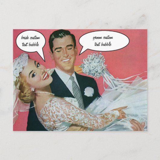 新郎新婦のヴィンテージ運ウェディング ポストカード (正面)