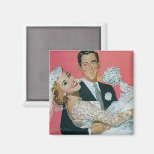 新郎新婦のヴィンテージ運ウェディング マグネット (正面/裏面)