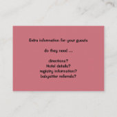 新郎新婦のヴィンテージ運ウェディング 名刺 (裏面)