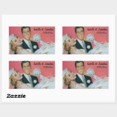 新郎新婦のヴィンテージ運ウェディング 長方形シール (シート)