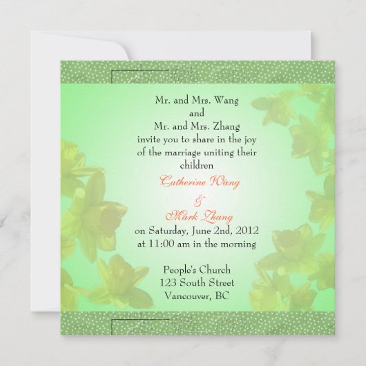 新郎新婦の両親の招結婚待 招待状 (正面)