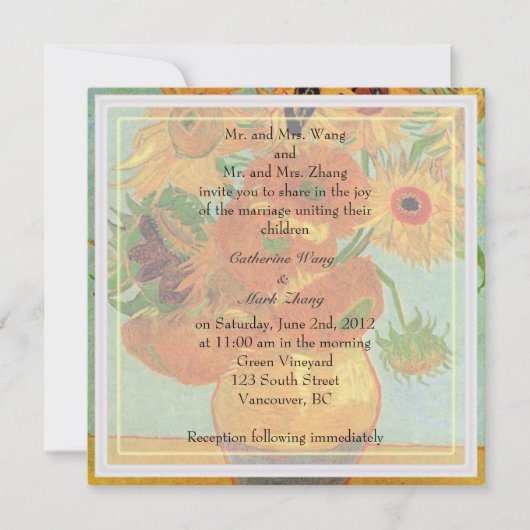 新郎新婦の両親の招結婚待 招待状 (正面)