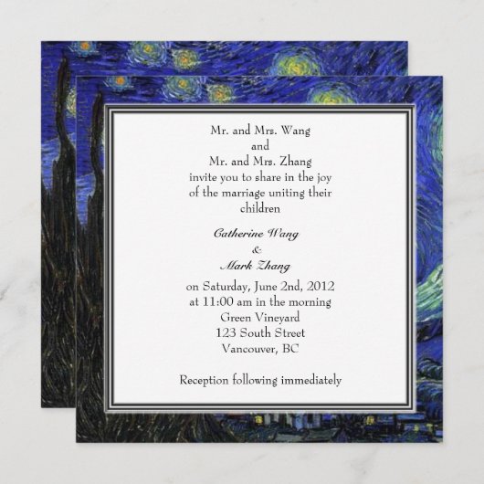 新郎新婦の両親結婚式招待状 招待状 (正面/裏面)