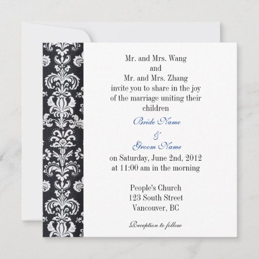 新郎新婦の両親，結婚式招待状 招待状 (正面)