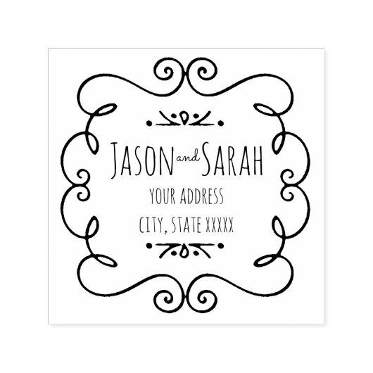 新郎新婦の住所結婚を決める セルフインキングスタンプ (デザイン)