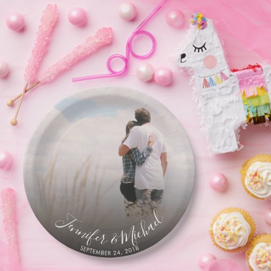 新郎新婦の写真を結婚作成する ペーパープレート (パーティー)