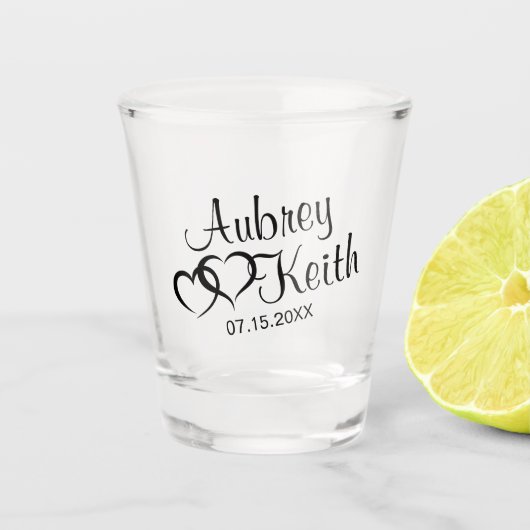 新郎新婦の名前でガラスのキープサケを撮影 ショットグラス (正面)
