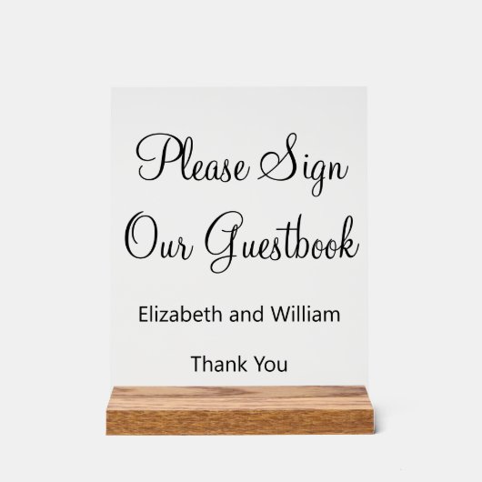 新郎新婦の名前で私たちのゲストブックに署名して アクリルサイン (正面)