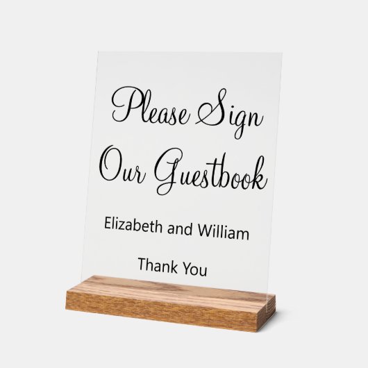 新郎新婦の名前で私たちのゲストブックに署名して アクリルサイン (傾斜)