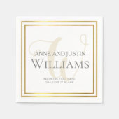 新郎新婦の名前の名前を白 スタンダードカクテルナプキン (正面)