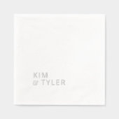 新郎新婦の名前シンプルタイポグラフィ結婚の 箔ナプキン (正面)