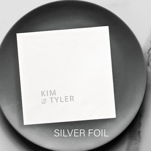 新郎新婦の名前シンプルタイポグラフィ結婚の 箔ナプキン