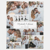 新郎新婦の名前14-Photo Collage結婚's Gift フリースブランケット (正面)