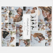 新郎新婦の名前16-Photo Collage結婚's Gift フリースブランケット (正面(横))