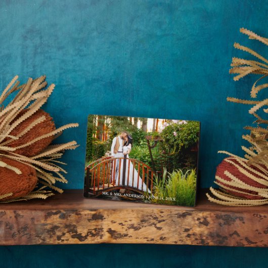 新郎新婦の名前Date 5x7結婚の写真 フォトプラーク (側面)