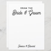 新郎新婦の子供の結婚白黒を描く (正面/裏面)