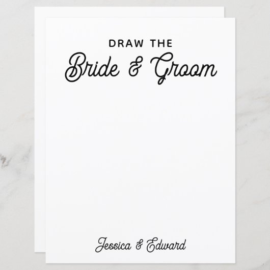 新郎新婦の子供の結婚白黒を描く (正面/裏面)