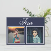 新郎新婦の年齢エレガント級海軍のテーブル番号 招待状 (スタンド正面)